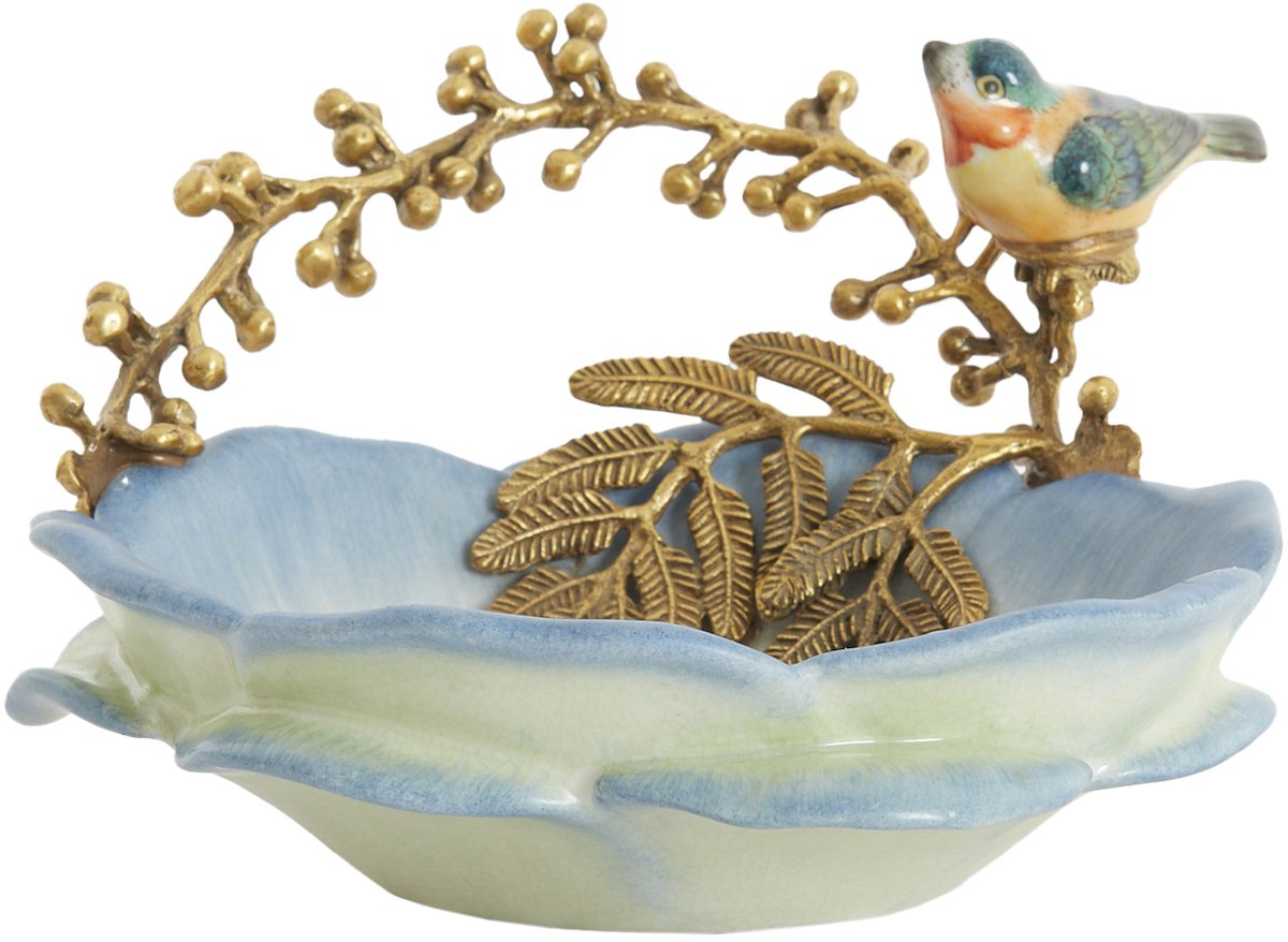 Light&living Schaal 26,5x20x14 cm BIRD licht blauw+brons