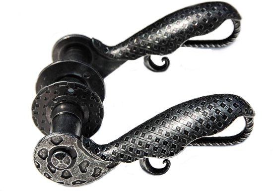 Poignée de porte rétro - fer forgé noir antique - ensemble complet | bol