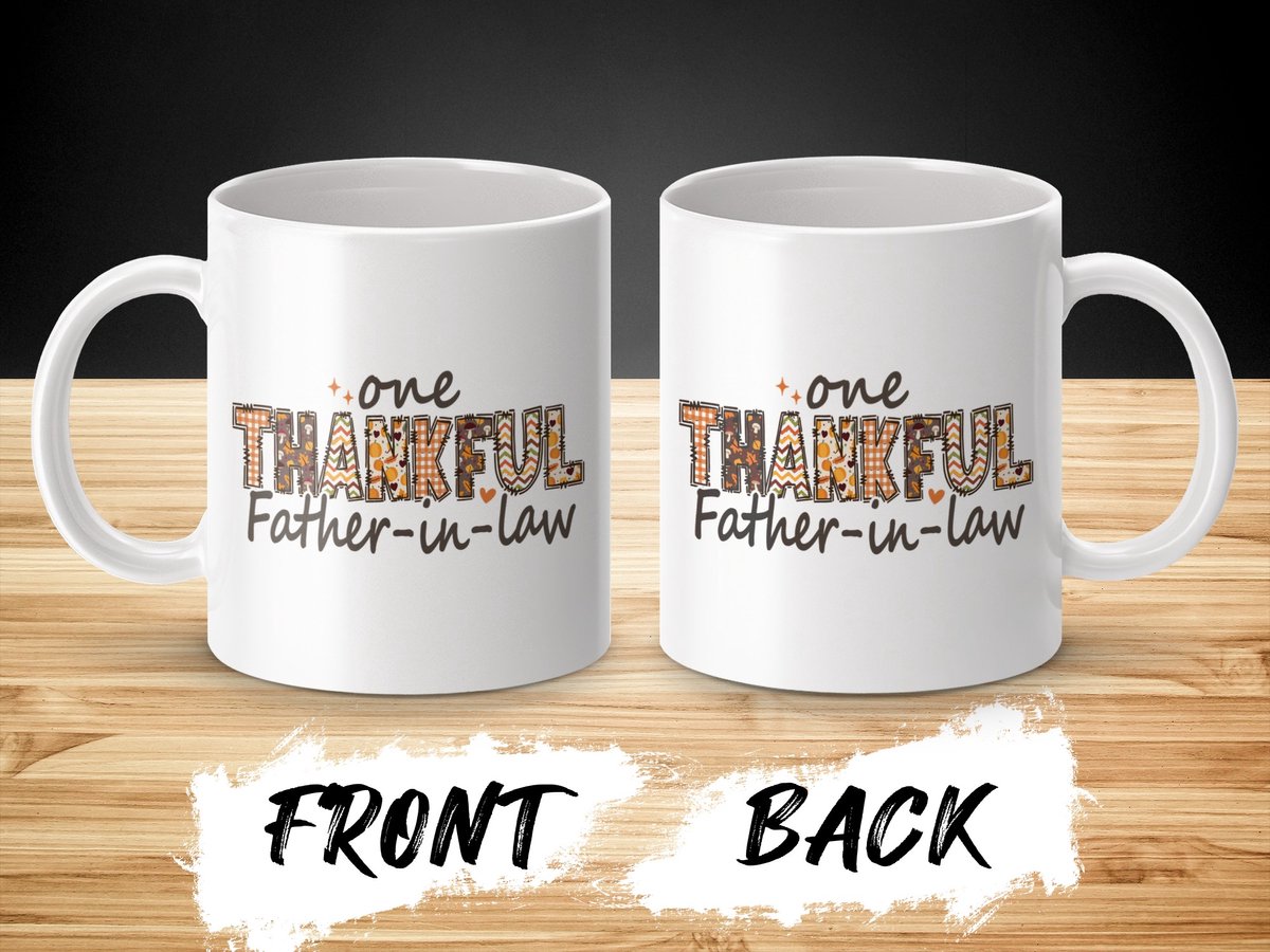 Dankbare Schoonvader Mok, Herfst Design Mok, Feestdag Cadeau Idee, Thanksgiving Mok