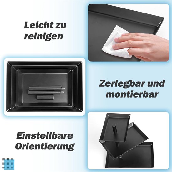W&H Etagère met 3 verdiepingen met verstelbare hoek, voor entertainment, feest, roestvrij staal, voor desserts, cake, snoep, koekjes, fruit, herbruikbaar