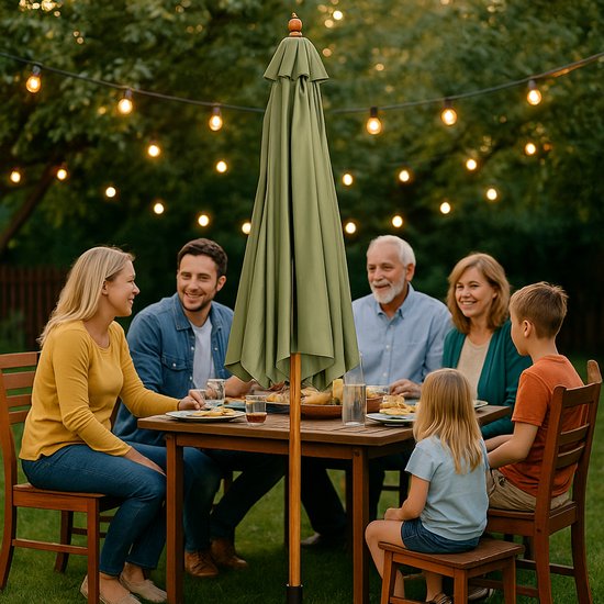 GOPLUS Houten parasol, 300 cm, tuinparasol, aan beide zijden 30