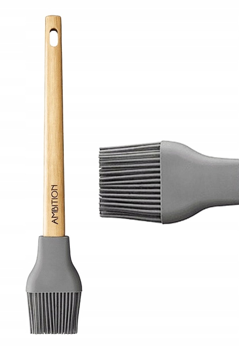Ambition Nordic Serie - Silicone Bakborstel - 29 cm - Grijs - Bamboe Handvat