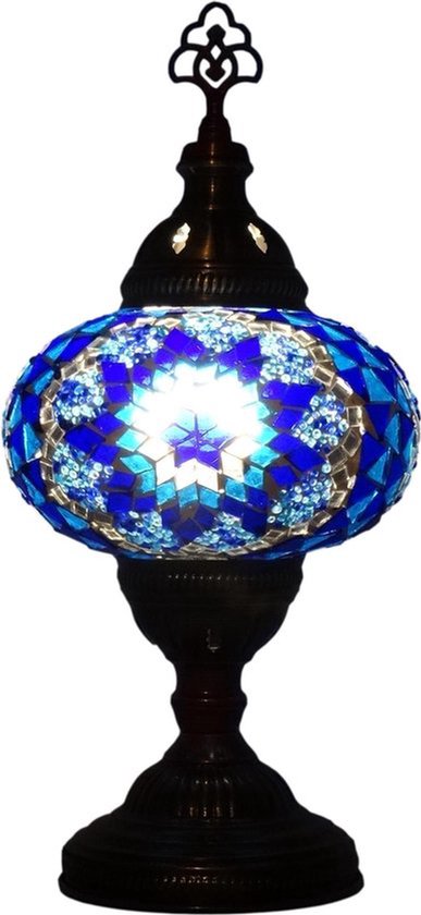Turkse Lamp - Mozaïek Tafellamp - 12 cm - Hoogte 30 cm - Handgemaakt