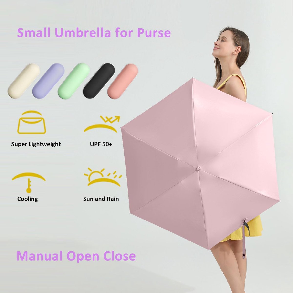 Paraplu's - Paraplu opvouwbaar -Reisminiparaplu - voor in de tas - met hoes - Kleine - compacte UV-bescherming - Lichtgewicht - klein opbergvakje - roze — cadeau in Cadeau-ideeën - foto 3