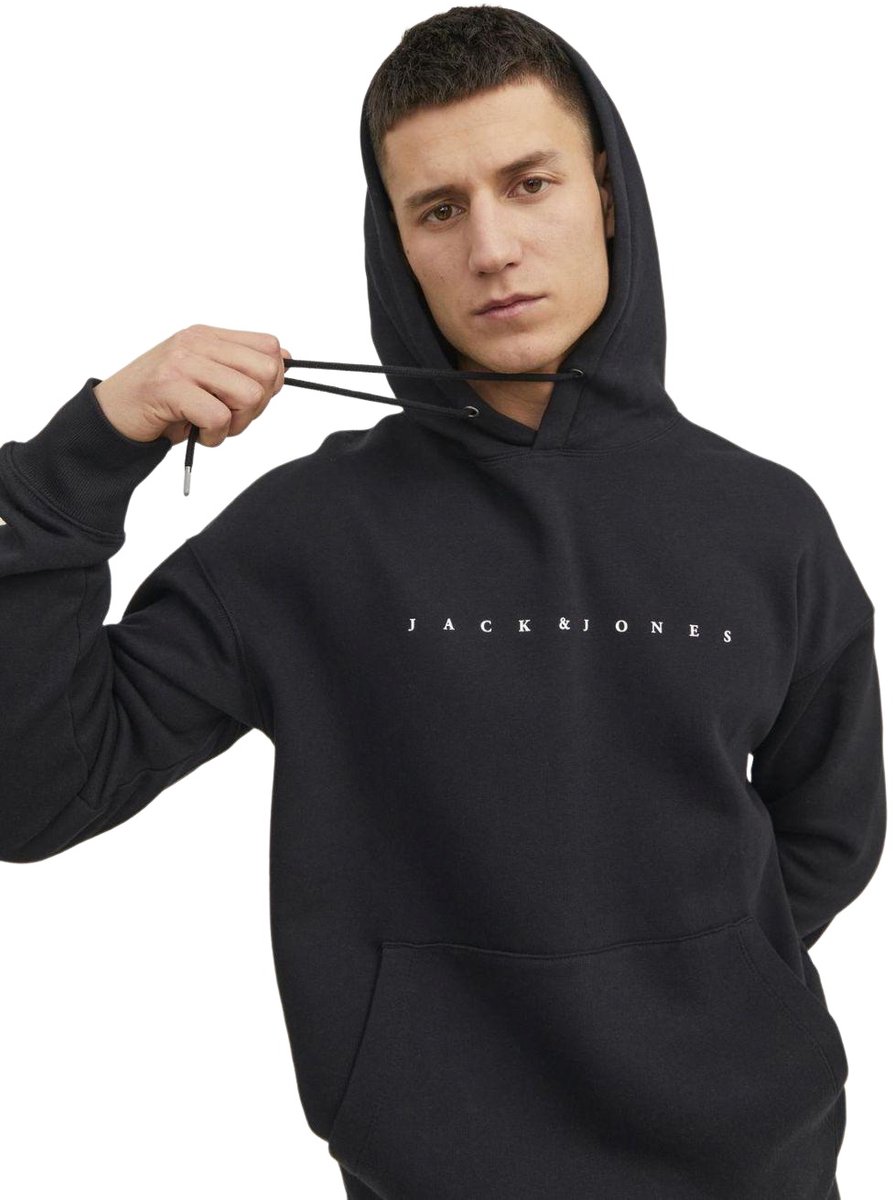 JACK & JONES Star jj sweat hood regular fit - heren hoodie katoenmengsel met capuchon - zwart — afbeelding 15