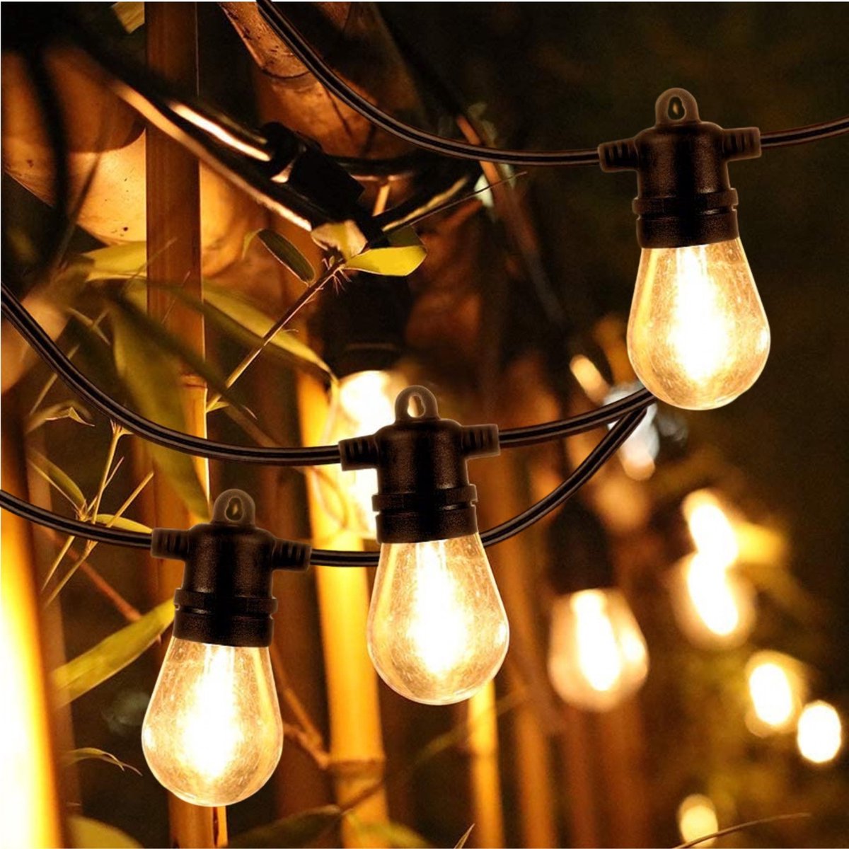 SHINE - Lichtsnoer buiten - Lichtslinger op Zonne-energie - Solar Led Prikkabel - Feestverlichting - Lampjes slinger - Tuinverlichting - Vintage Basic Sfeerverlichting - 12 Led E27 Lampen met Afstandsbediening (83 Meter)