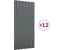 vidaXL - Dakpanelen - 12 - st - 80x36 - cm - gegalvaniseerd - staal - antracietkleurig