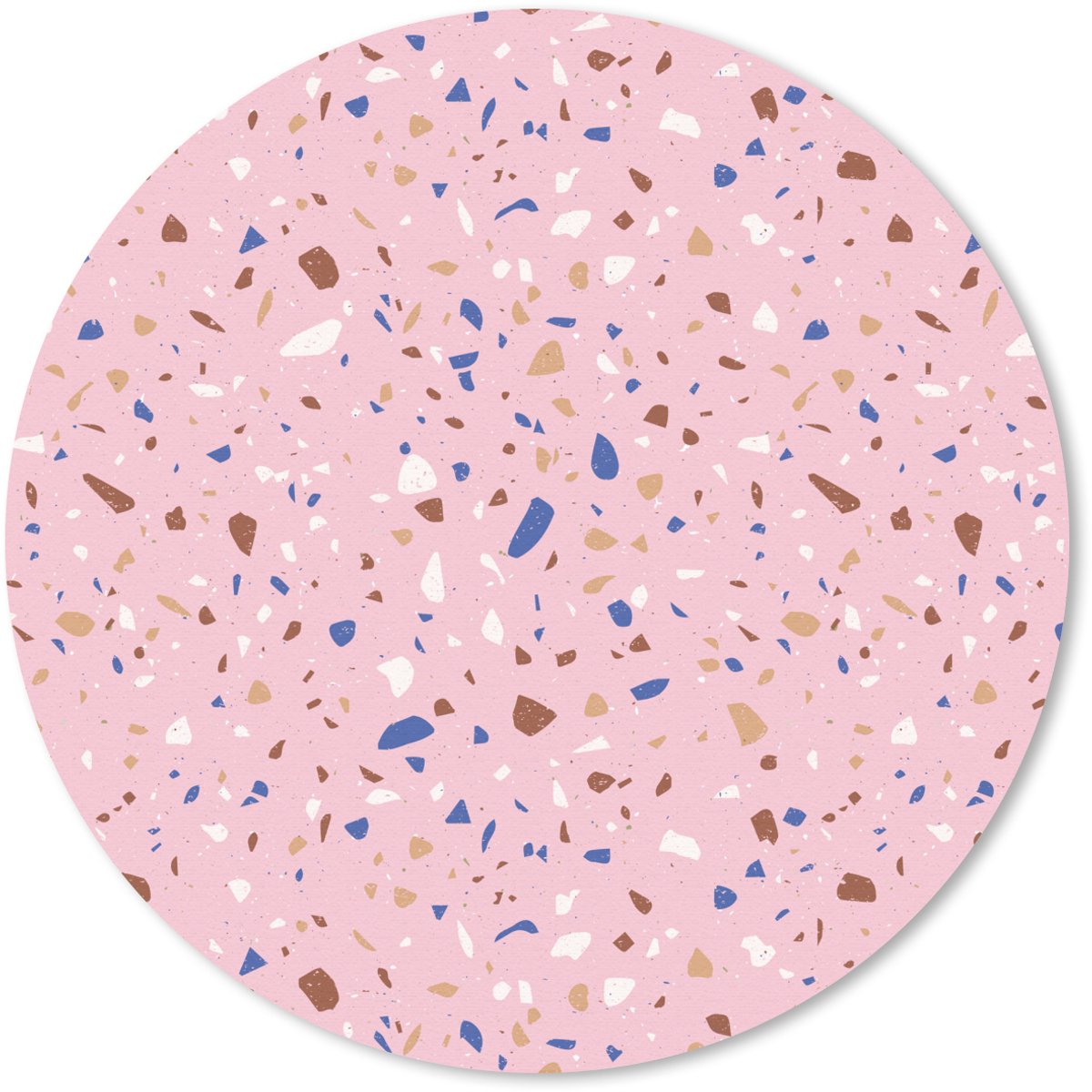 Muismat rond 40x40 cm - Mousepad Terrazzo - Patroon - Kleurrijk - Roze - Ronde muismatten