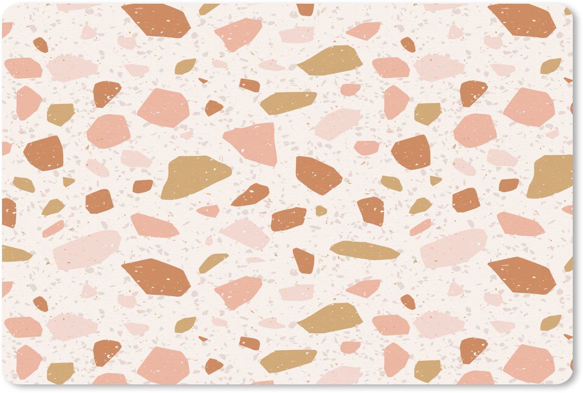 Muismat 27x18 cm - Mousepad Terrazzo - Patroon - Kleurrijk - Zalm - Muismatten