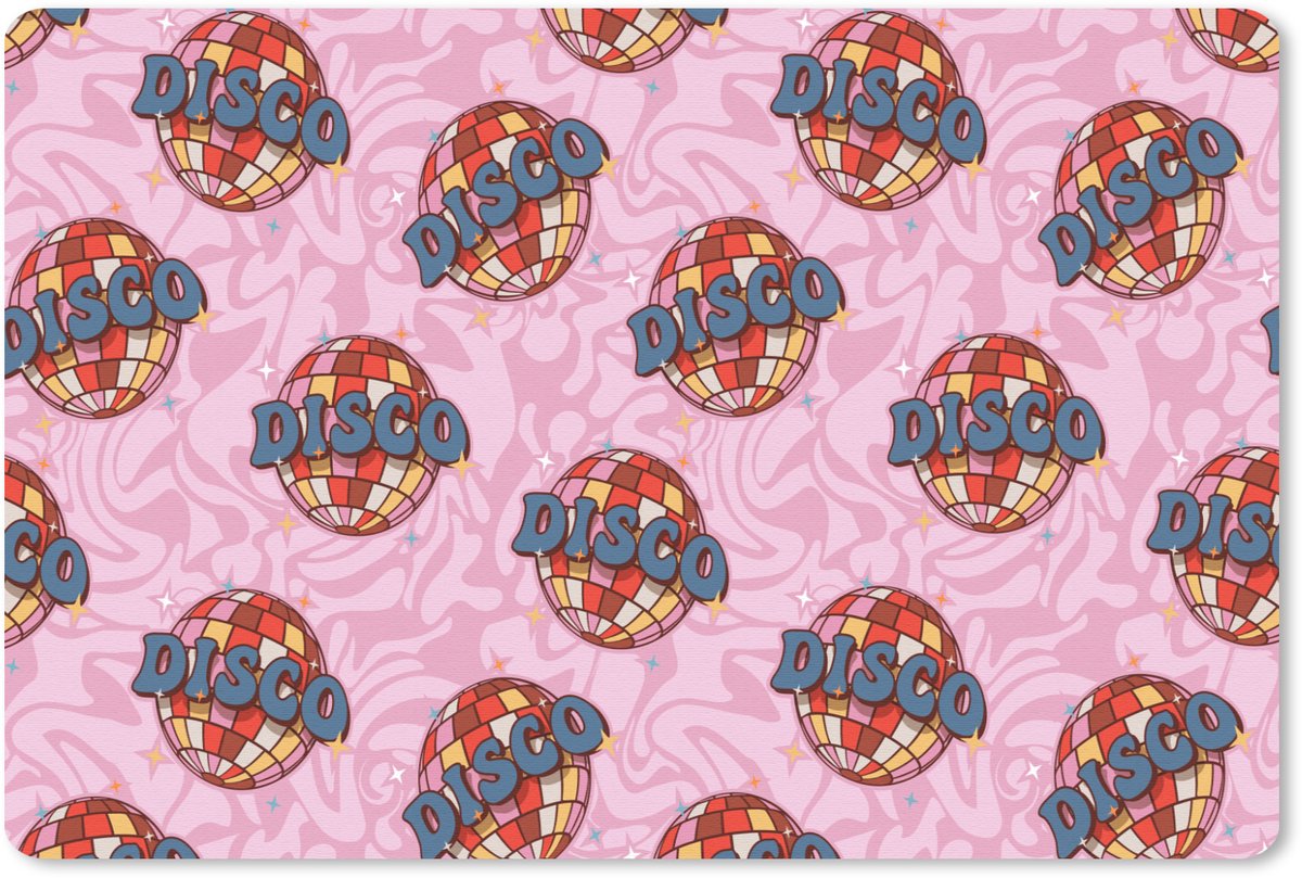 Muismat 27x18 cm - Mousepad Disco - Bal - Patroon - Roze - Muismatten