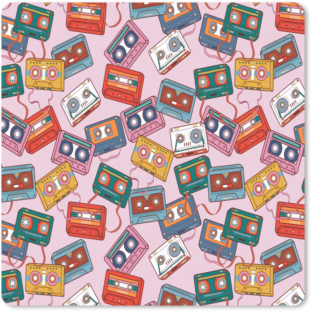 Muismat 30x30 cm - Mousepad Cassette - Patroon - Roze - Muismatten