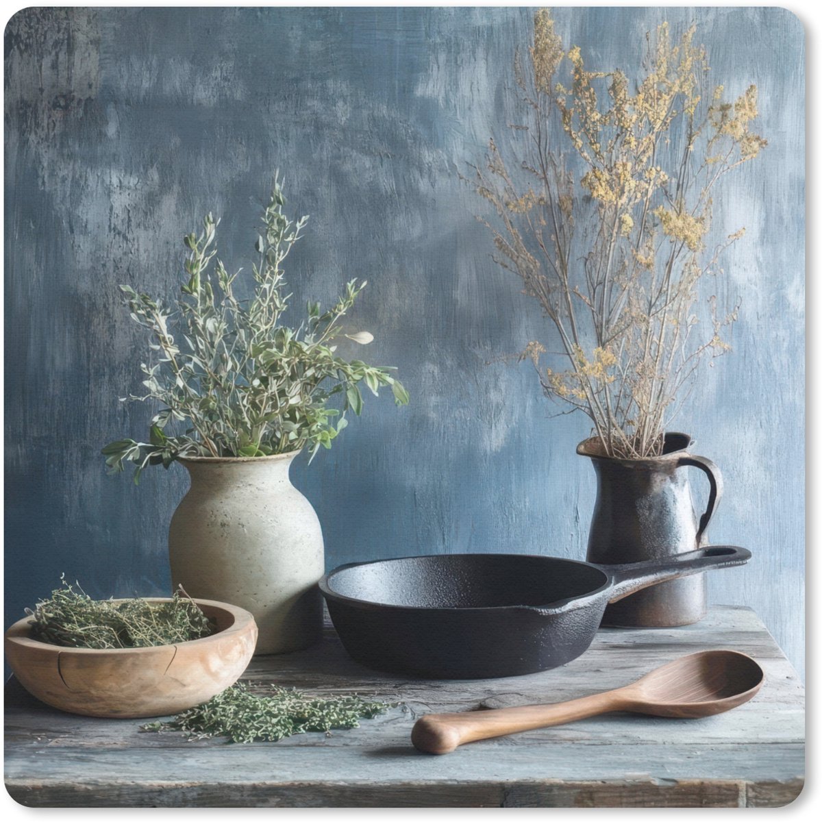 Muismat 30x30 cm - Mousepad Pan - Kruiden - Schilderachtig - Muismatten