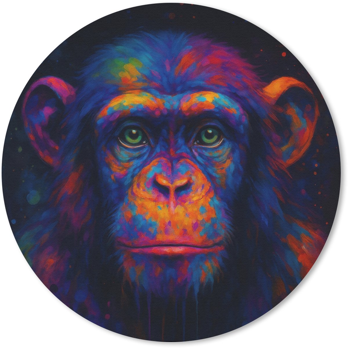 Muismat rond 30x30 cm - Mousepad Kleurrijk - Aap - Abstract - Ronde muismatten