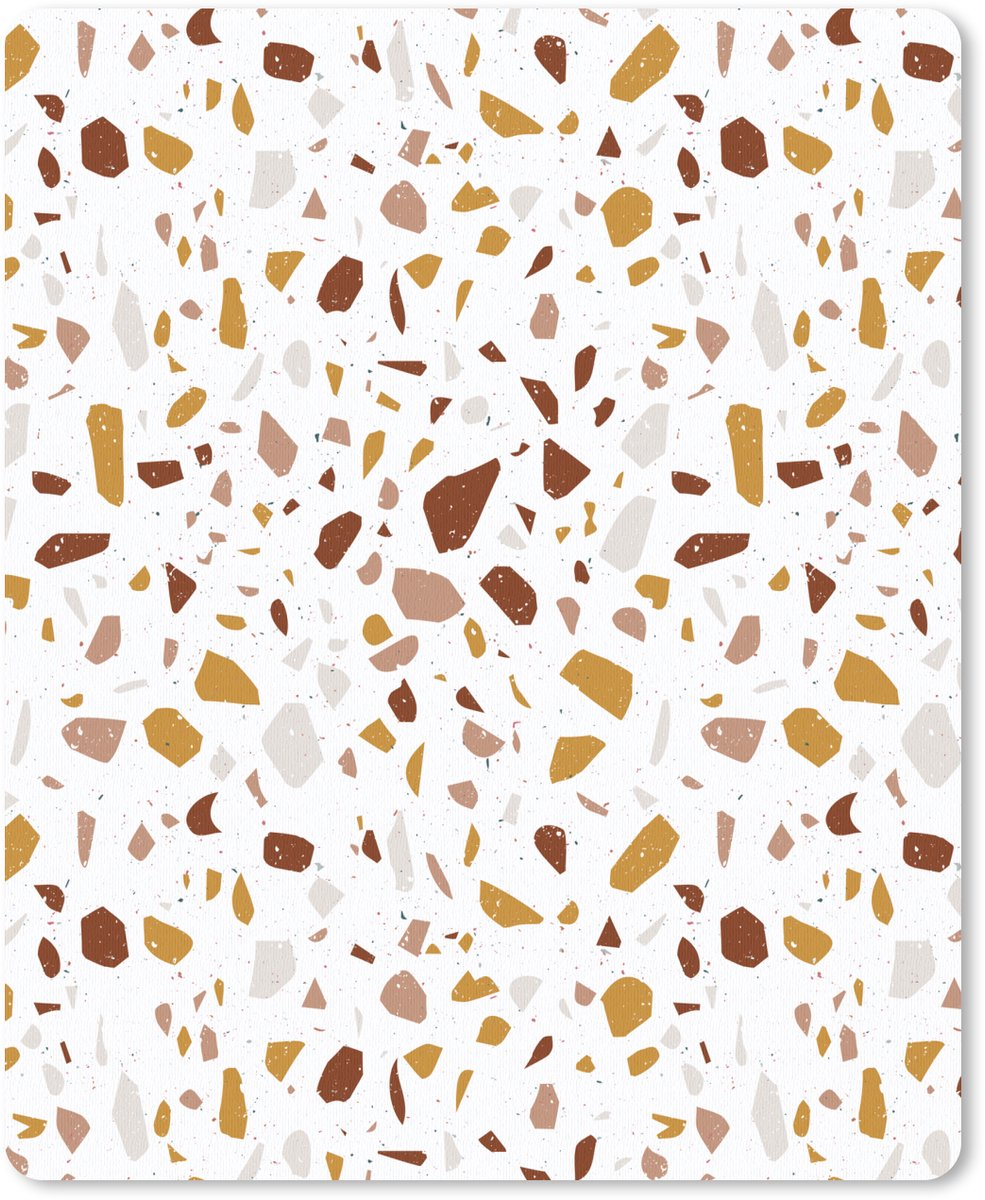 Muismat 19x23 cm - Mousepad Terrazzo - Patroon - Wit - Urban - Muismatten