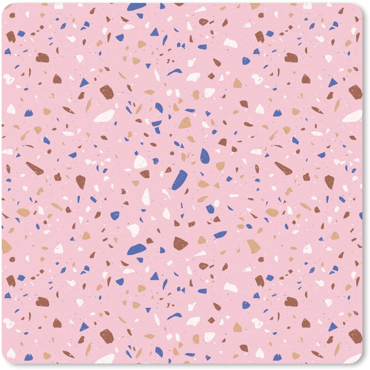 Muismat 20x20 cm - Mousepad Terrazzo - Patroon - Kleurrijk - Roze - Muismatten