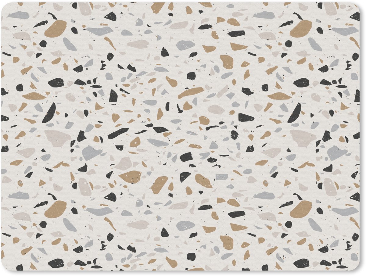 Muismat 23x19 cm - Mousepad Terrazzo - Patroon - Staal - Muismatten