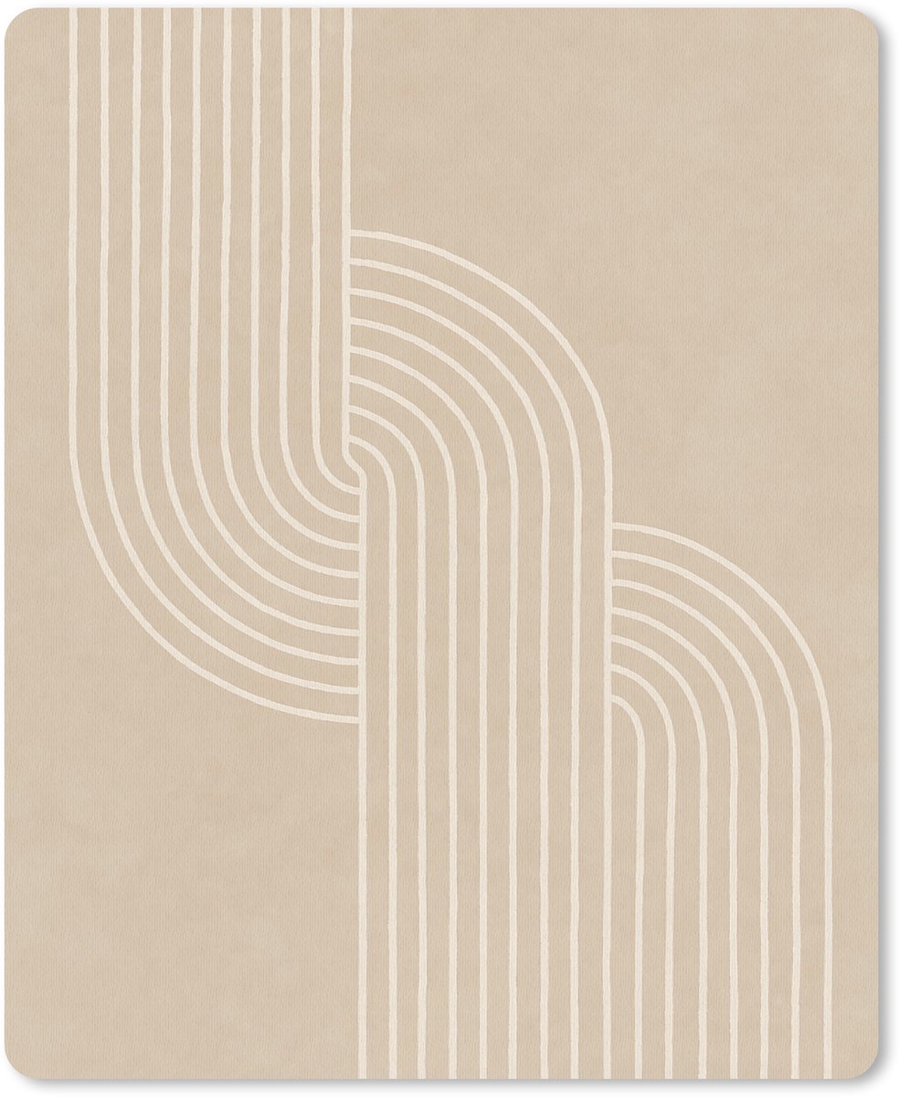 Muismat 19x23 cm - Mousepad Parallelle lijnen - Lichte textuur - Beige - Muismatten
