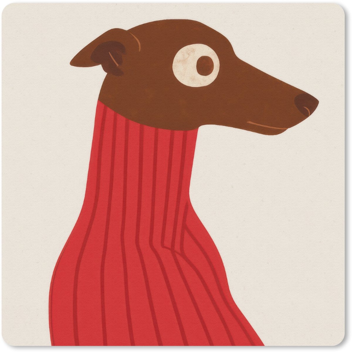 Muismat 20x20 cm - Mousepad Silhouet - Hond - Trui - Rood - Muismatten