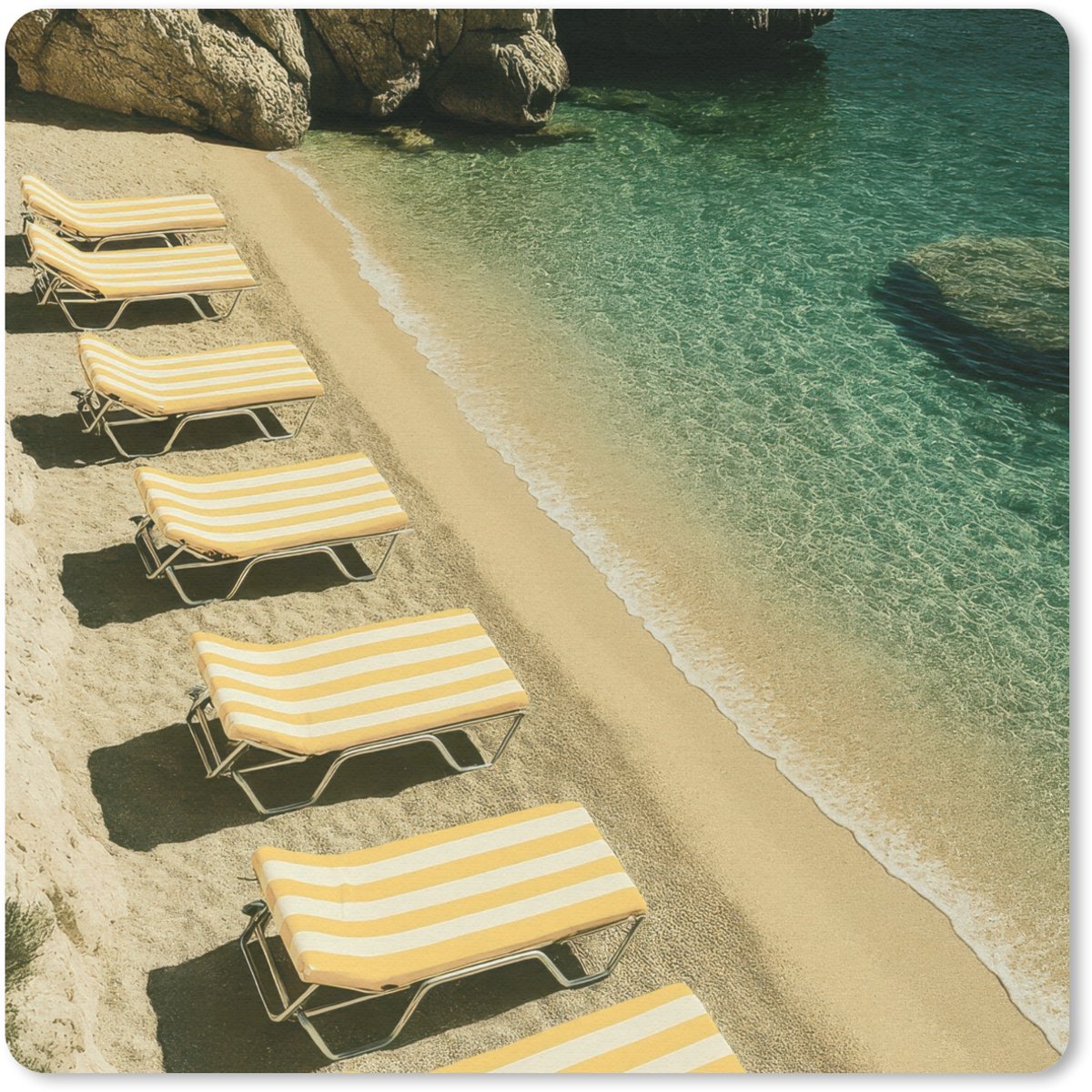 Muismat 30x30 cm - Mousepad Strandbedden - Zee - Stenen - Baai - Muismatten