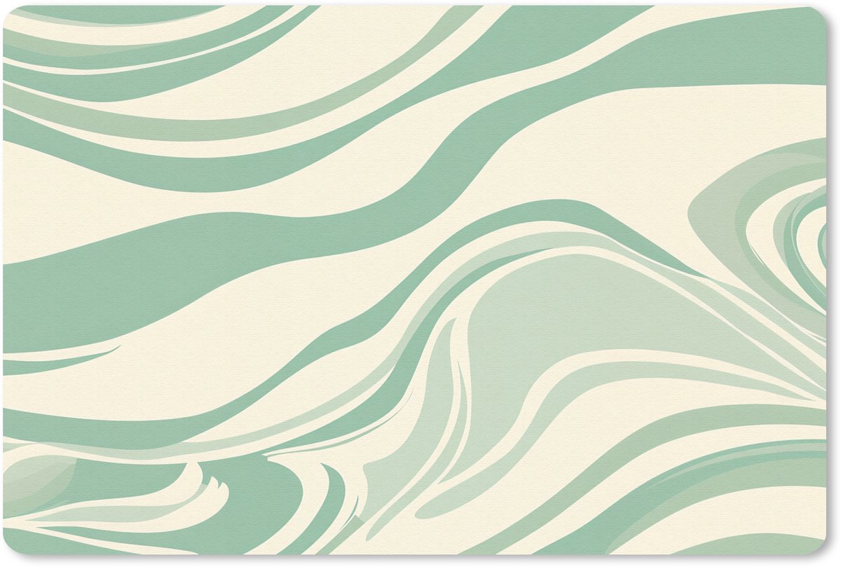 Muismat 27x18 cm - Mousepad Organische lijnen - Mintgroen - Marmer print - Muismatten