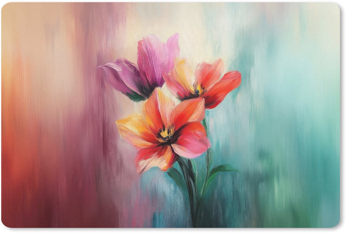 Muismat 27x18 cm - Mousepad Tulpen - Lichtreflecties - Kleurverloop - Muismatten