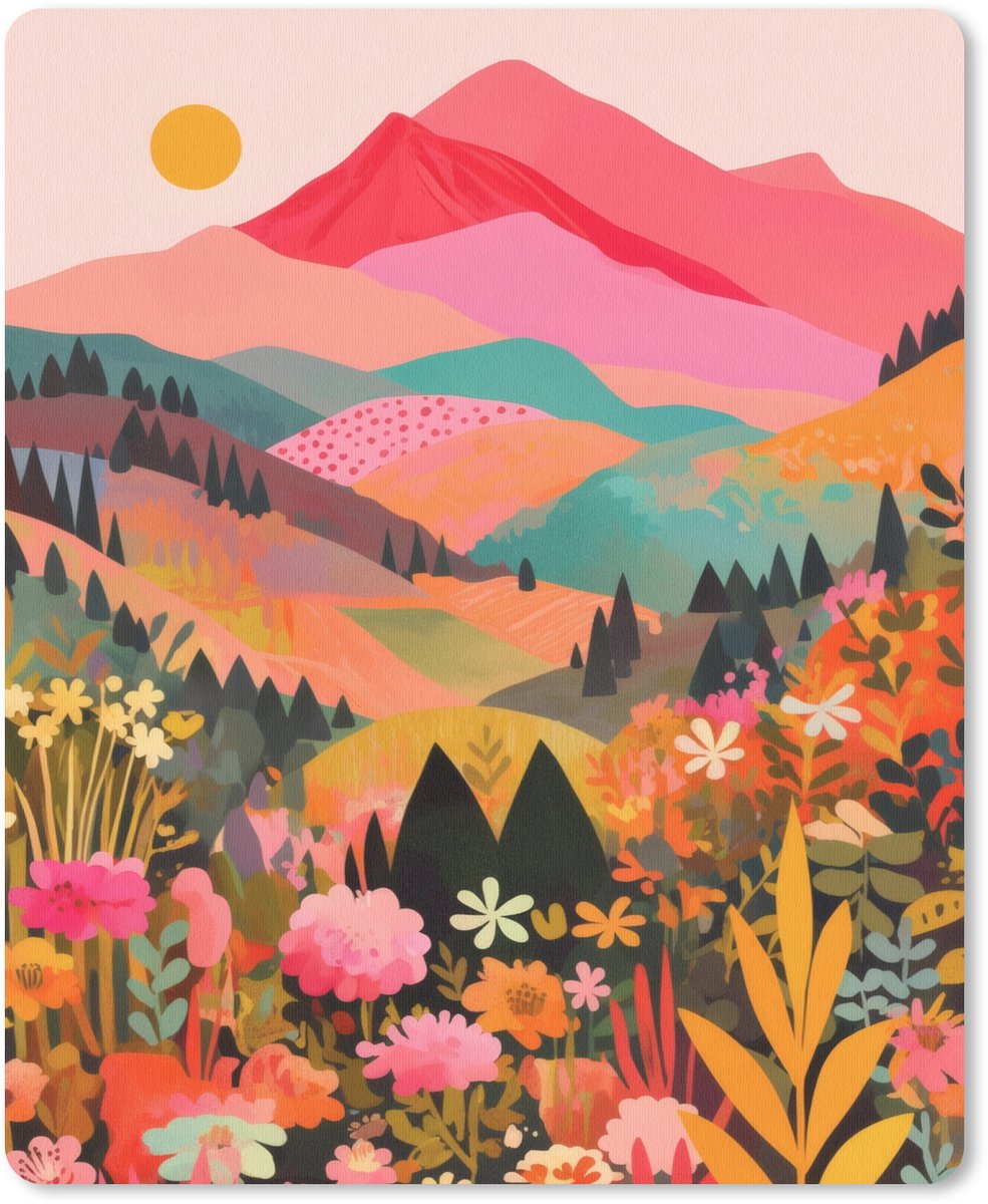 Muismat 19x23 cm - Mousepad Zonsondergang - Bergvallei - Contrast - Muismatten