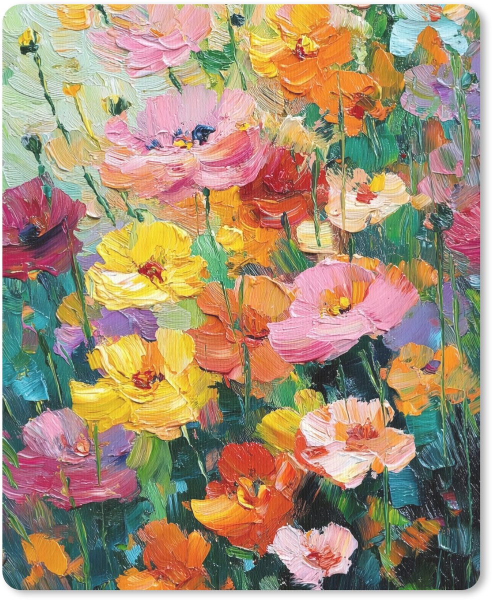 Muismat 19x23 cm - Mousepad Bloemen explosie - Heldere kleuren - Vrolijk - Muismatten