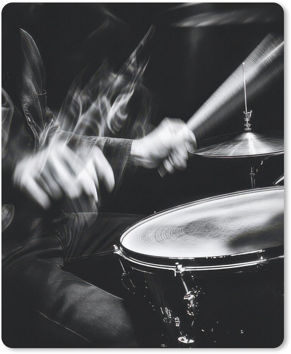 Muismat 19x23 cm - Mousepad Drummer - Zwart - Drumstel - Muismatten