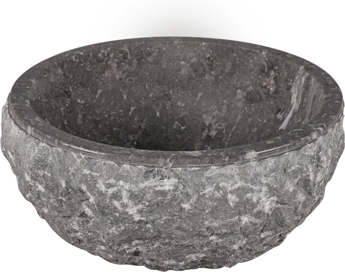 Differnz asti waskom - 38cm - gepolijst natuursteen - grijs