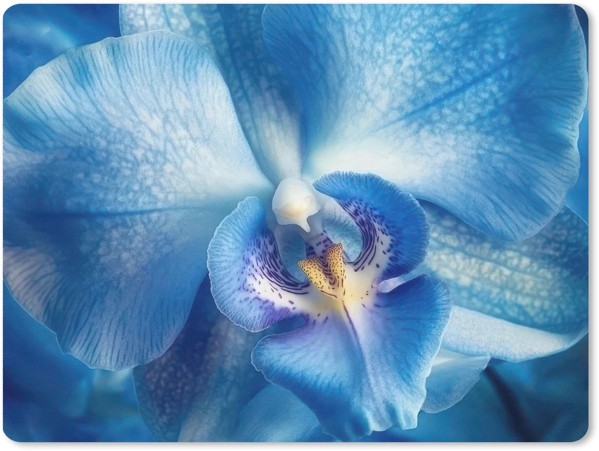 Muismat XXL 80x60 cm - Bureau onderlegger - Bureau mat Blauw - Orchidee - Elegeant - Bureaumat - Gaming mousepad xl - Bureaulegger groot - Computer deskmat
