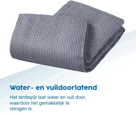 valuents] Voortenttapijt - blauw/grijs - 300x500cm - Camping tapijt outdoor - tenttapijt voor caravan/camper incl. draagtas waslijn & 8X T-haringen