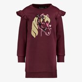 TwoDay meisjes sweatjurk met paard bordeaux rood - Maat 92