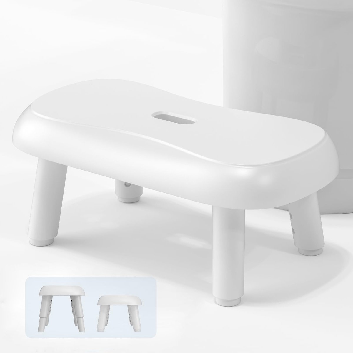 Verstelbare Toilethocker - Voor verlichting van verstopping en opgeblazen gevoel - Geschikt voor volwassenen, zwangeren, ouderen en kinderen - Met poten van mangaanstaal en antislip-pads, 4 hoogtes van 17-23 cm