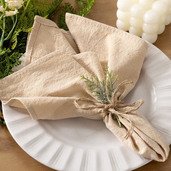 Set van 4 Stoffen Servetten – Beige – 40x40cm Katoen Linnen Tafellinnen – Herbruikbare Stoffen Servetten voor Eettafel, Bruiloft, Party, Kerst & Dagelijks Gebruik – Rustieke Elegante Tafeldecoratie