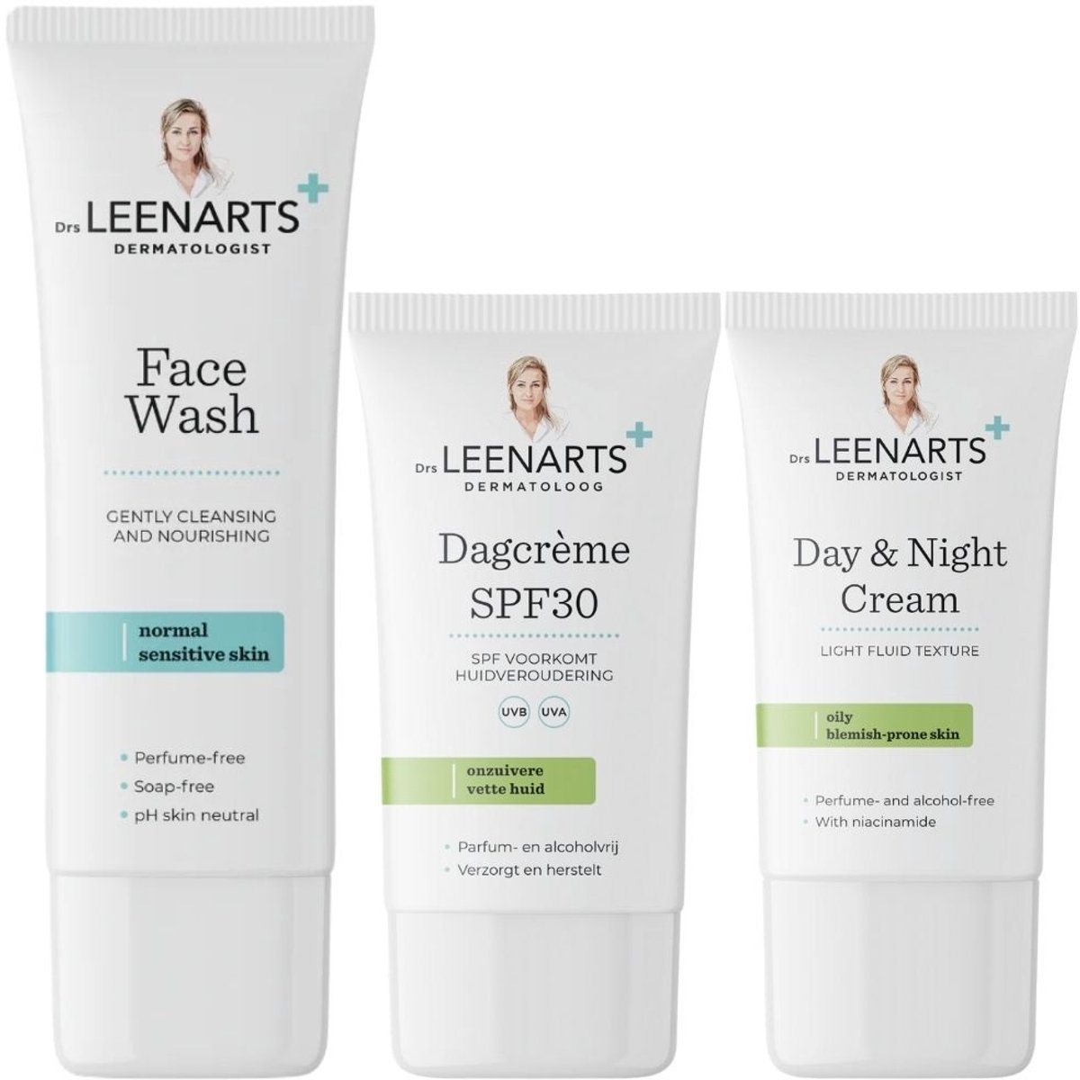 Drs Leenarts - Normal/Sensitive Skincare Routine Set - 2x50+100ml