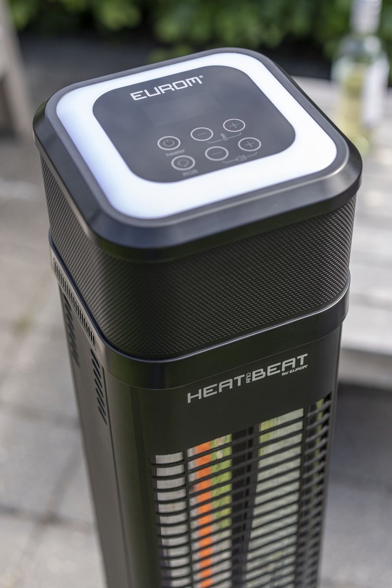 Eurom Heat and Beat Tower - Freestanding patio heater with speaker