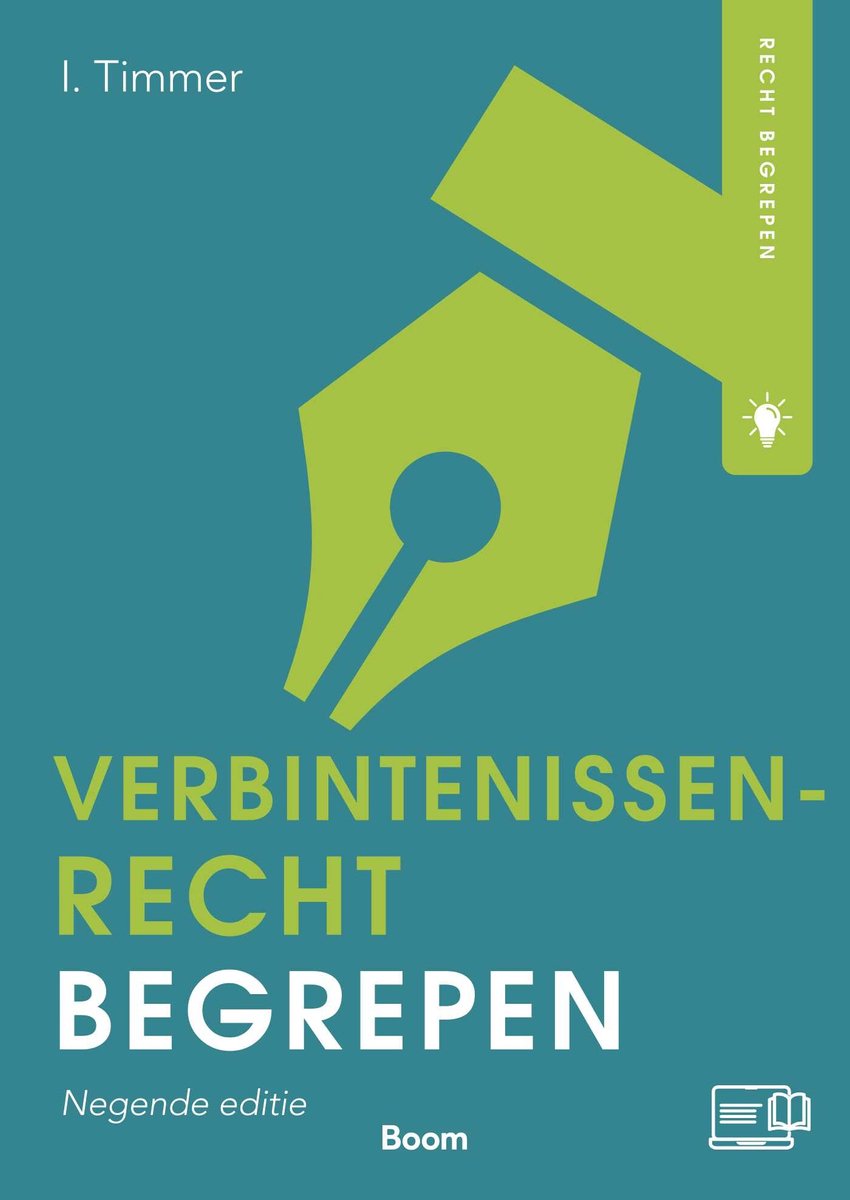Boekcover met "I. Timmer", een penpunt-icoon en "VERBINTENISSEN - RECHT BEGREPEN".