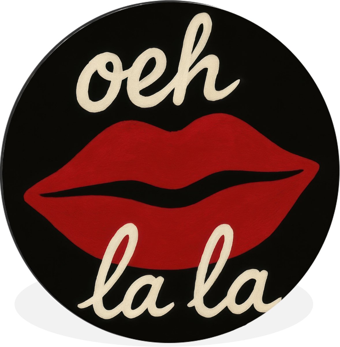 WallCircle Wandcirkel - Muurcirkel - Lip - Rood - Quote - Aluminium - Dibond - 30x30 cm - Binnen en Buiten Lip - Tekst