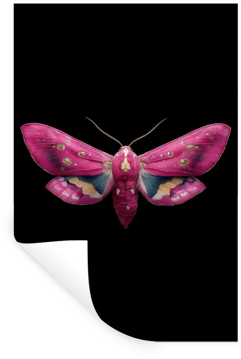 Muurstickers - Sticker Folie - Vlinder - Roze - Nachtvlinder - 40x60 cm - Plakfolie - Muur