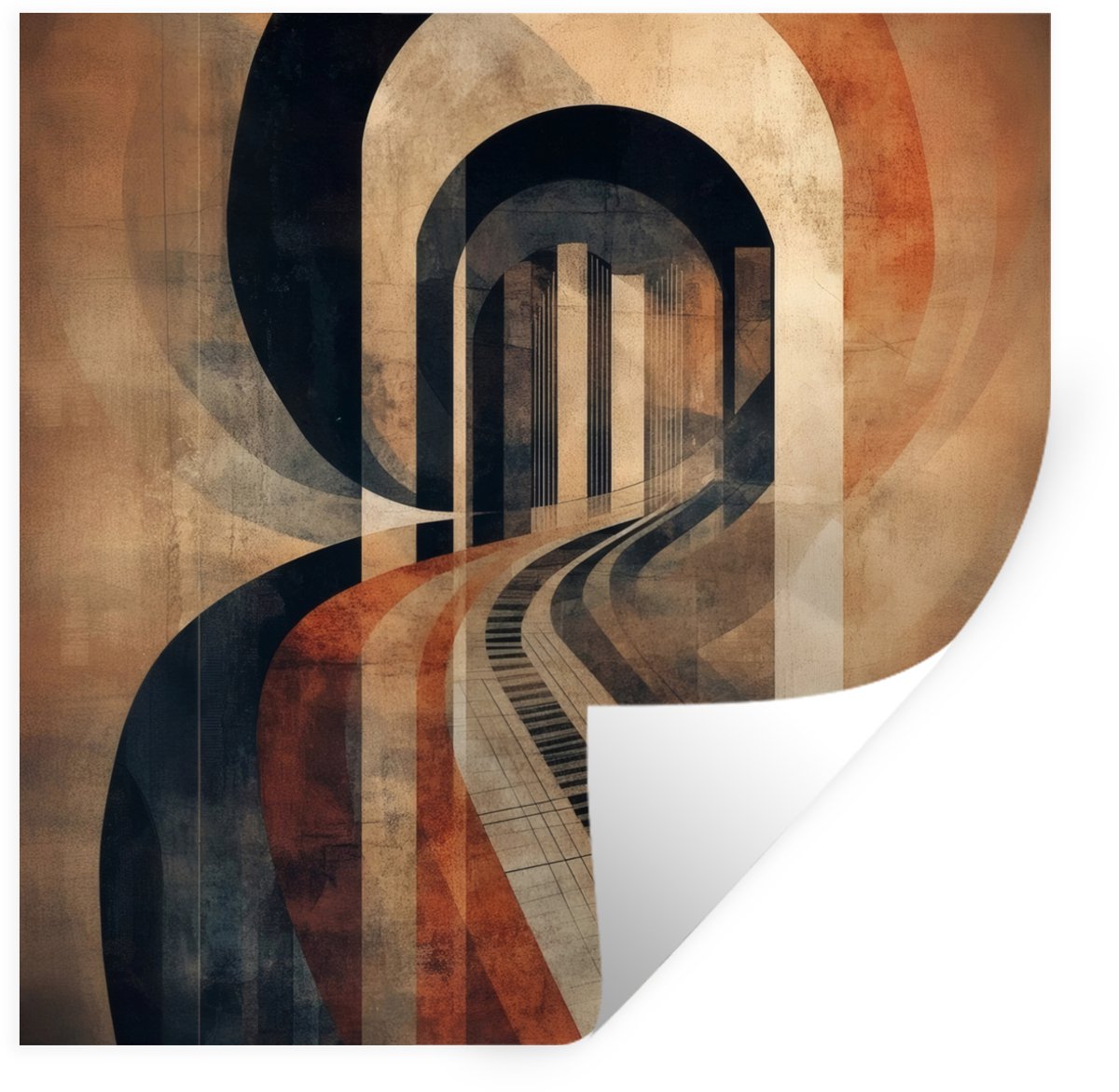 Muurstickers - Sticker Folie - Piano - Toetsen - Abstract - 120x120 cm - Plakfolie - Muurs