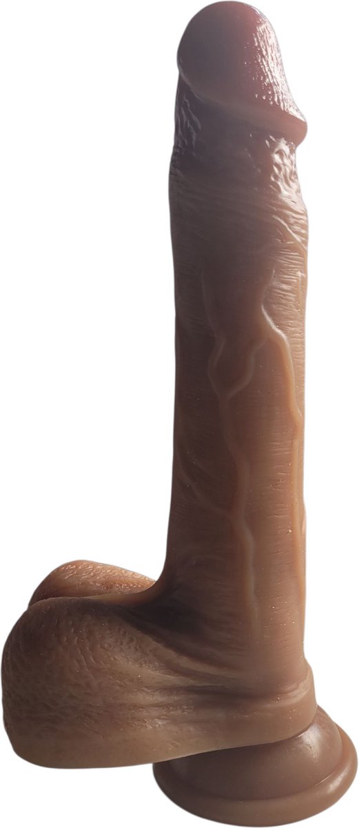 Realistische dildo met balzak - Zuignap - 22 cm - Beige