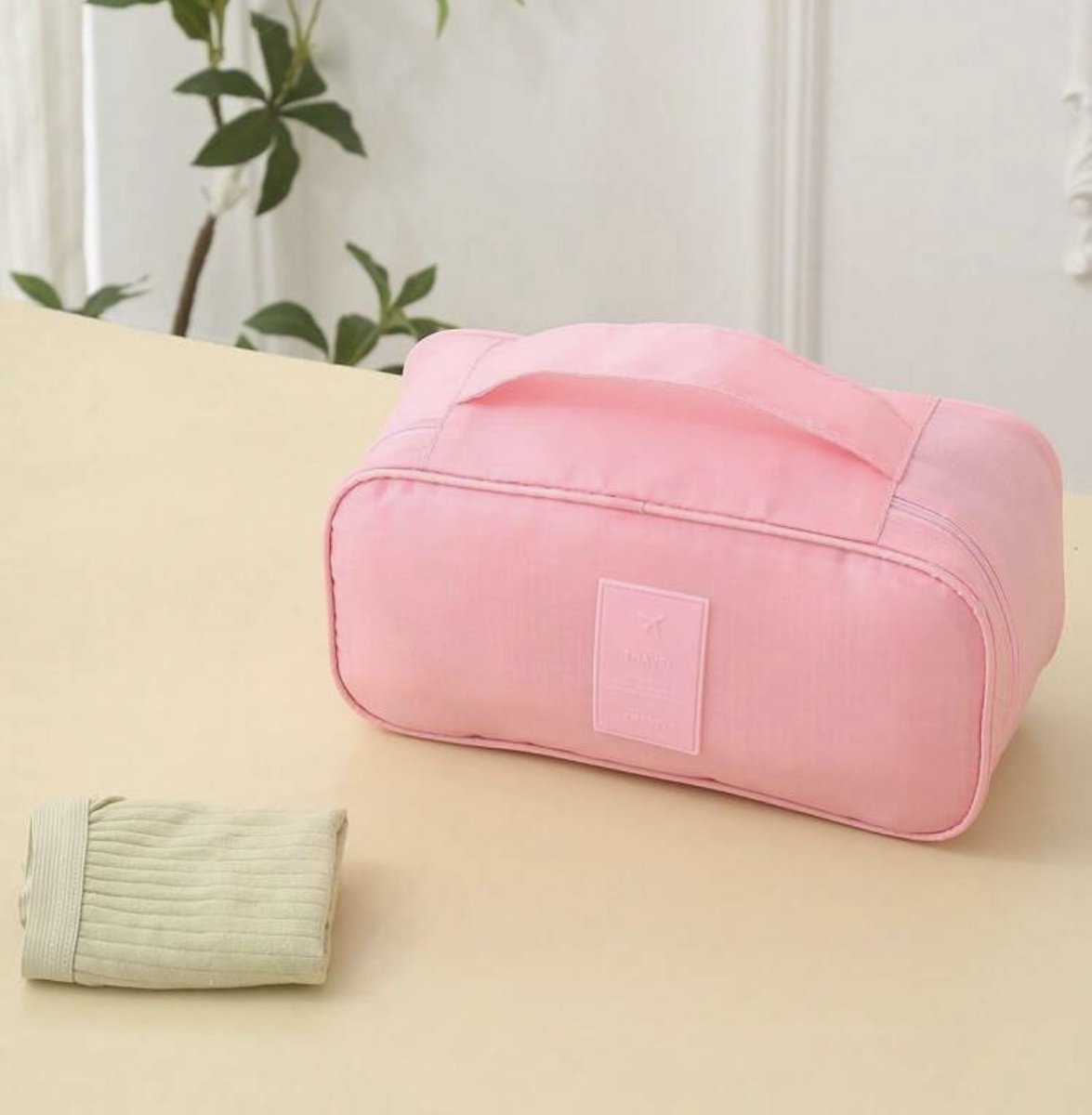 Travel Foldaway Lingerie Organizer - Roze - Pink - Reistas voor Ondergoed & Sokken - Dubbele Rits Organizer – Mesh Binnenvak