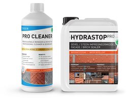Gevel Reinigen & Impregneren - Nano Coating 100% waterafstotend - Schoorsteen, Gevel en Buitenmuur impregneermiddel - Hydrastop 2,5L (15m2) + Gevelreiniger Tergeo Pro Cleaner 1L Concentraat
