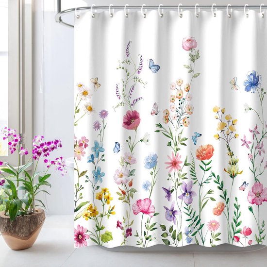 Premium douchegordijn, linnen stof, textiel, 240 x 200 cm, waterdicht, schimmelwerend, voor badkamer, beige, 240 x 200 cm