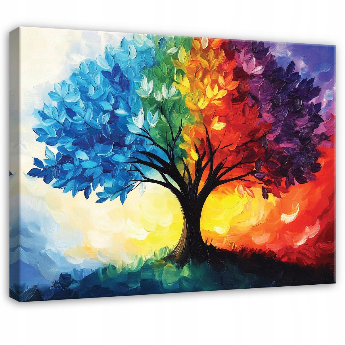 WALLARENA Canvas schilderij - 60x40 cm - Aquarel boom in pastelkleuren voor slaapkamer, woonkamer en keuken multikleurig