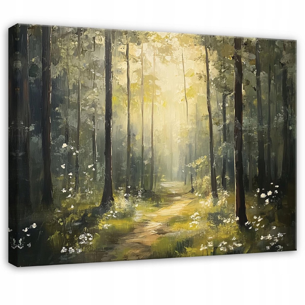 WALLARENA Canvas schilderij - 120x80 cm - 3D afbeelding van een bos met bomen en zon voor slaapkamer, woonkamer en keuken multikleurig