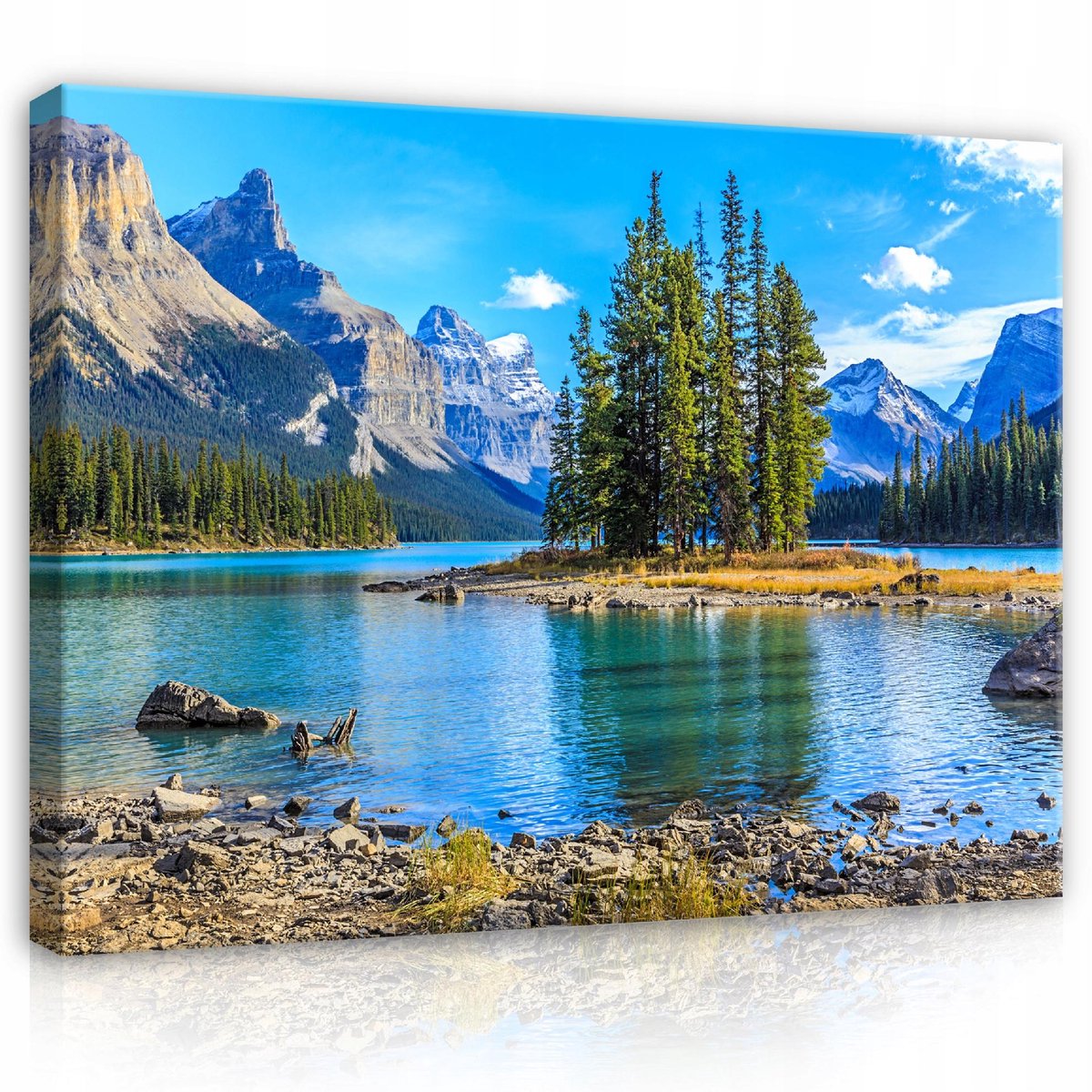 WALLARENA Canvas schilderij - 120x80 cm - afbeelding van bergen, meer, natuur, uitzicht op canvas voor slaapkamer en woonkamer multikleurig