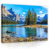 WALLARENA - Peinture sur toile - 120x80 cm - image de montagnes, lac, nature, vue sur toile pour chambre et salon