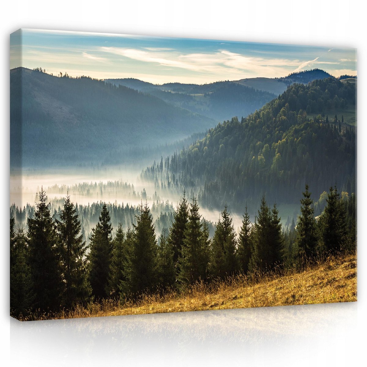 WALLARENA Canvas schilderij - 60x40 cm - GROOTS BERGEN LANDSCHAP Natuur Bos multikleurig