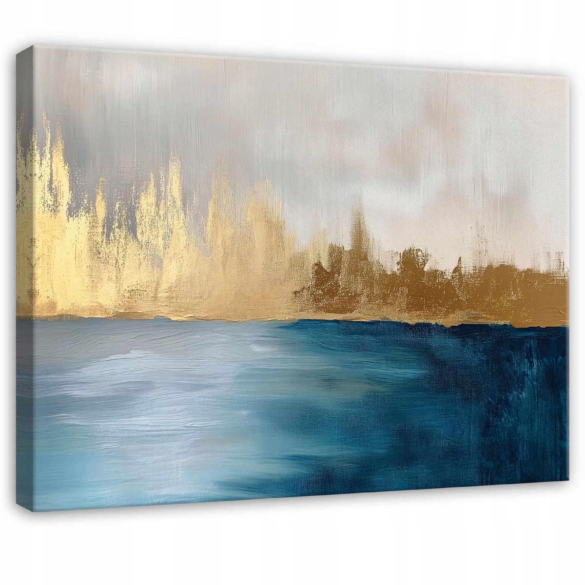 WALLARENA Canvas schilderij - 60x40 cm - abstracte kunst in goud en grijs voor slaapkamer en woonkamer multikleurig